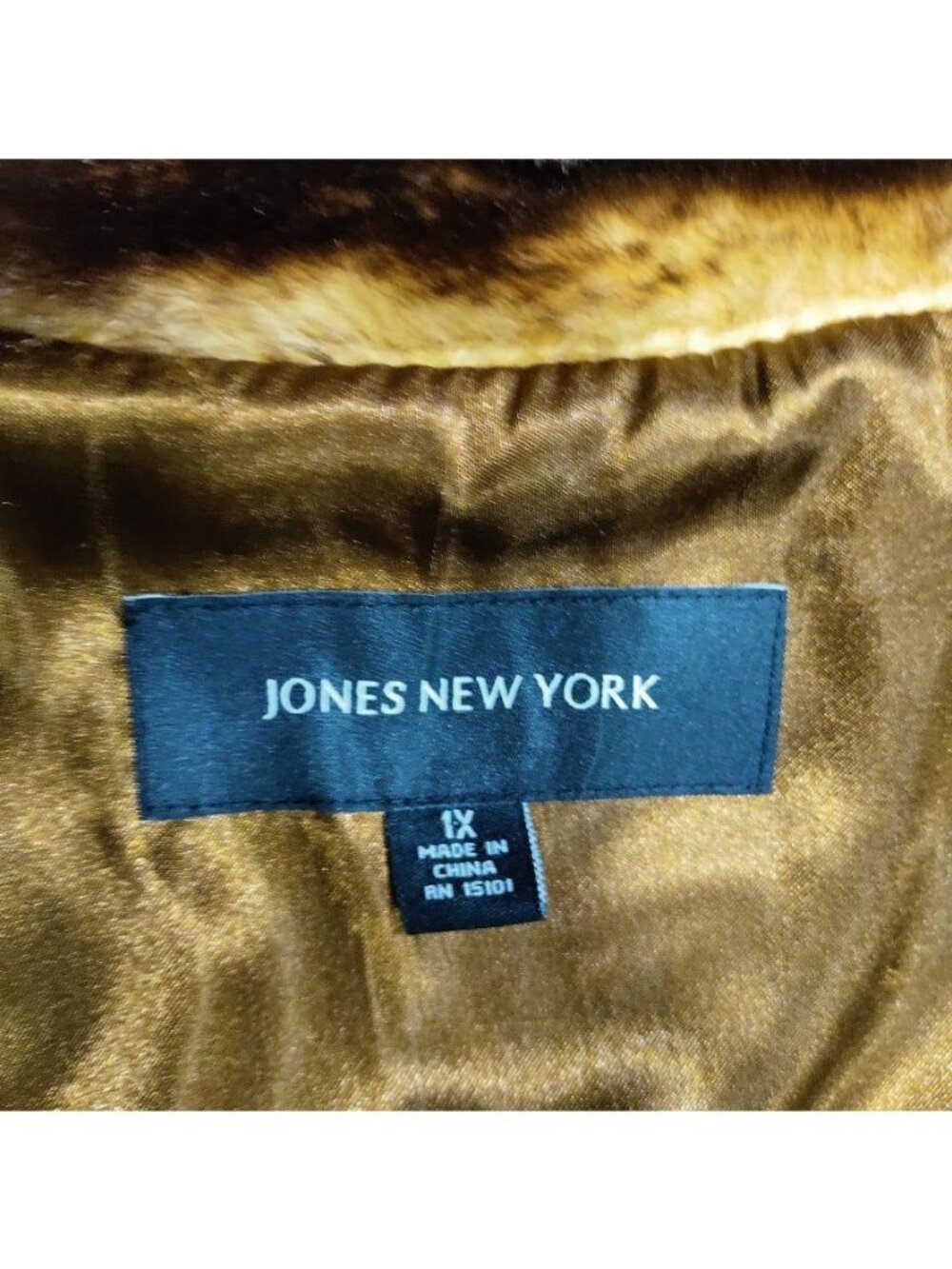 Jones New York Lux Brown Faux Fur Coat Hook Closure Hooded Coat Women's Size 1X - Picture 3 of 16